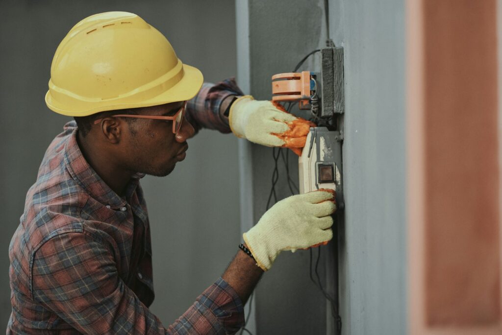 Technician servicing home systems